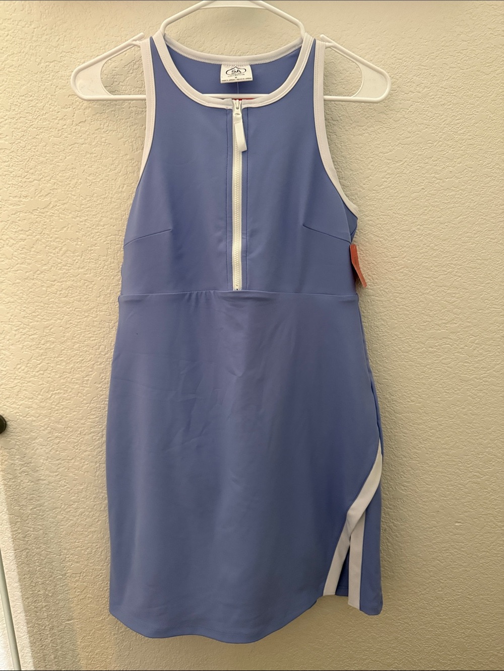 Sage Lavender-Blue Zip-Front Sleeveless Mini Dress
